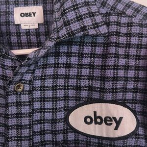 Obey Knit Long Sleeve Button Up